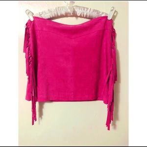 NEW W/out Tags GB HOT PINK FRINGE MINI SKIRT